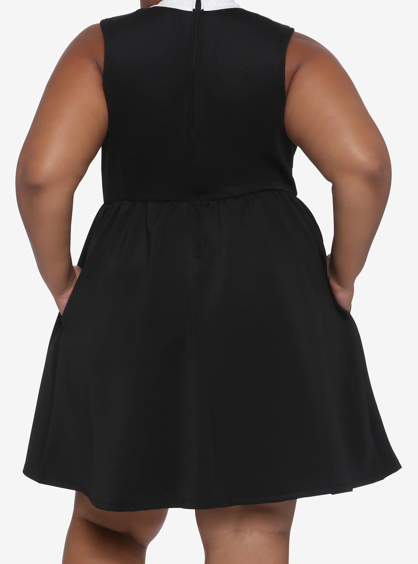 Death's-Head Moth Collared Dress Plus Size, BLACK, alternate