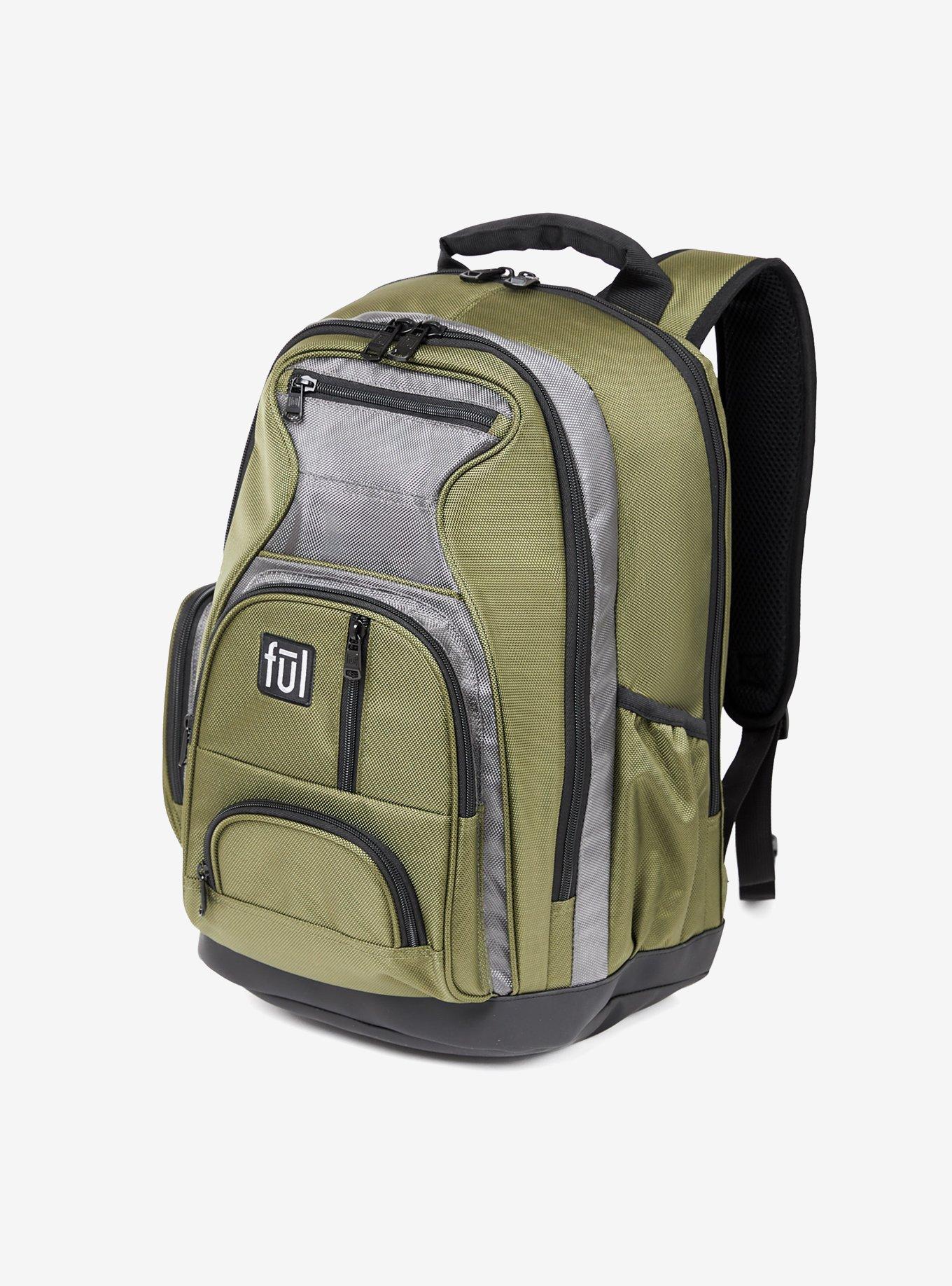FUL Free Fallin' Padded Green Laptop Backpack, , alternate