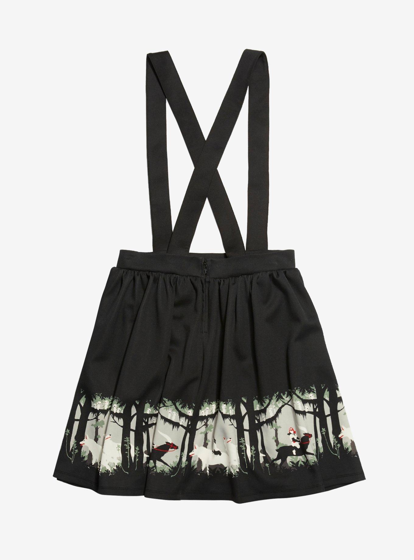 Her Universe Studio Ghibli Earth Day Collection Princess Mononoke Characters Suspender Skirt, BLACK, alternate