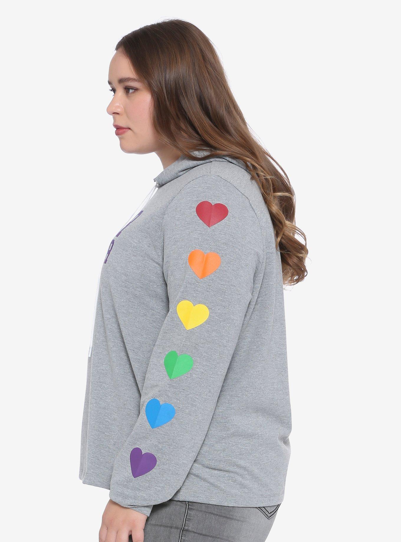 Queer All Year Girls Crop Hoodie Plus Size, RAINBOW, alternate