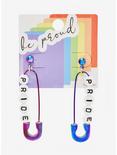 Pride Letter Bead Anodized Safety Pin Earrings, , alternate