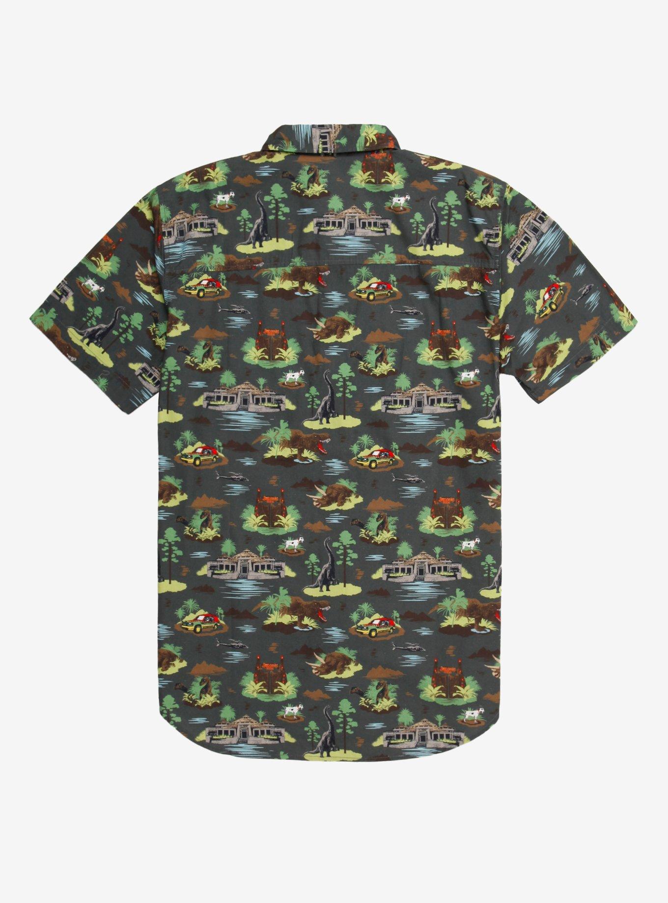 Jurassic Park Visitor Center Woven Button-Up - BoxLunch Exclusive, GREEN, alternate