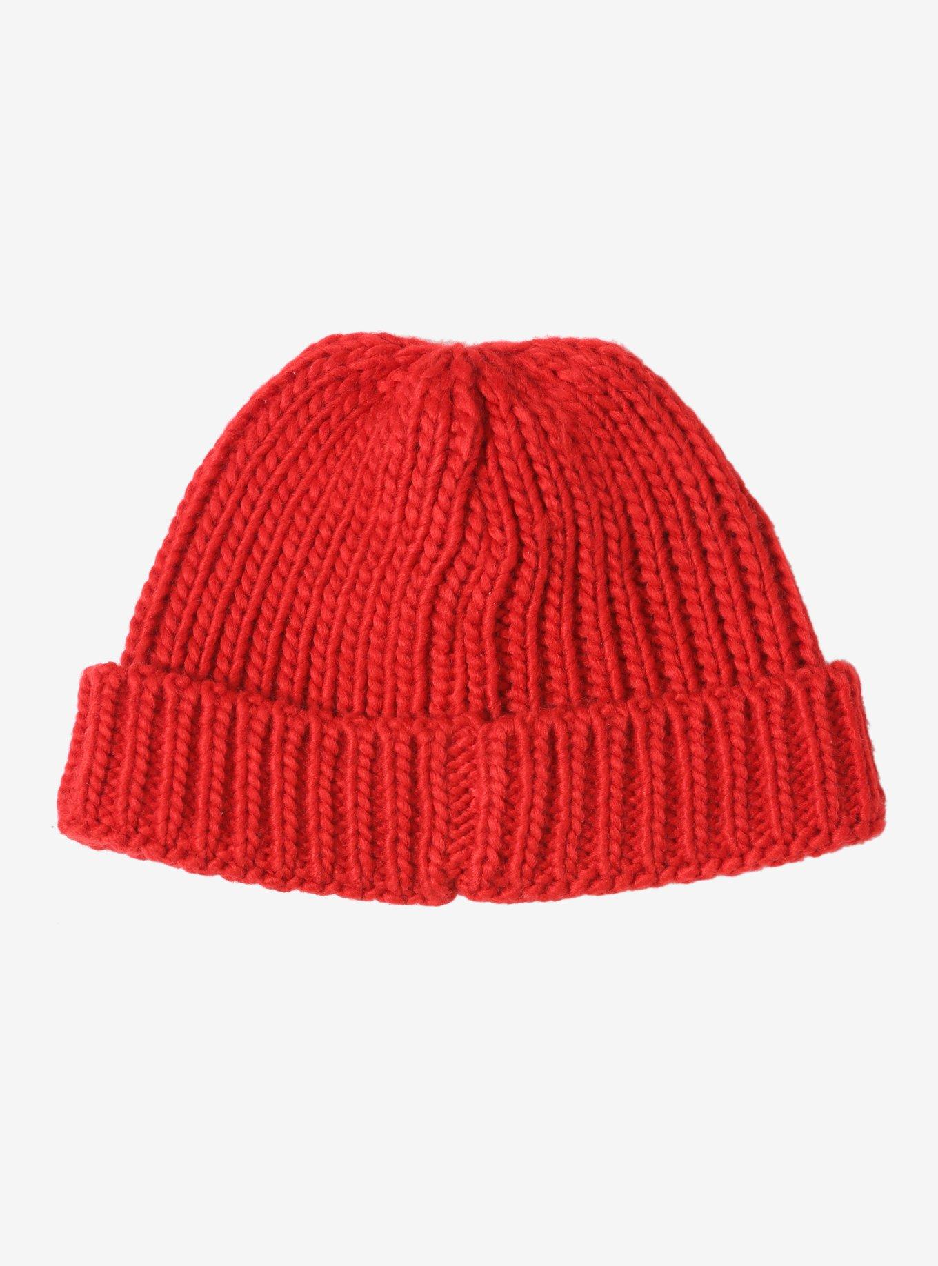 Red Knit Short Cap Watchman Beanie, , alternate