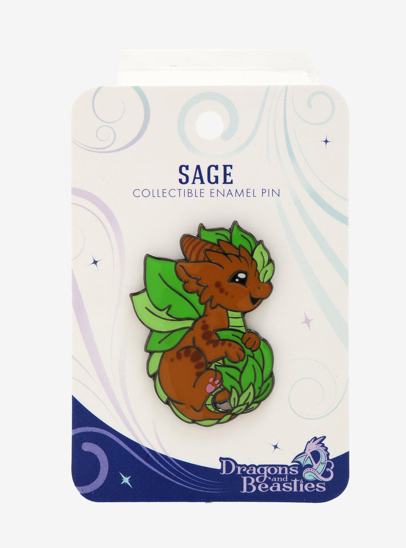 Dragons And Beasties Sage Earth Dragon Enamel Pin, , alternate