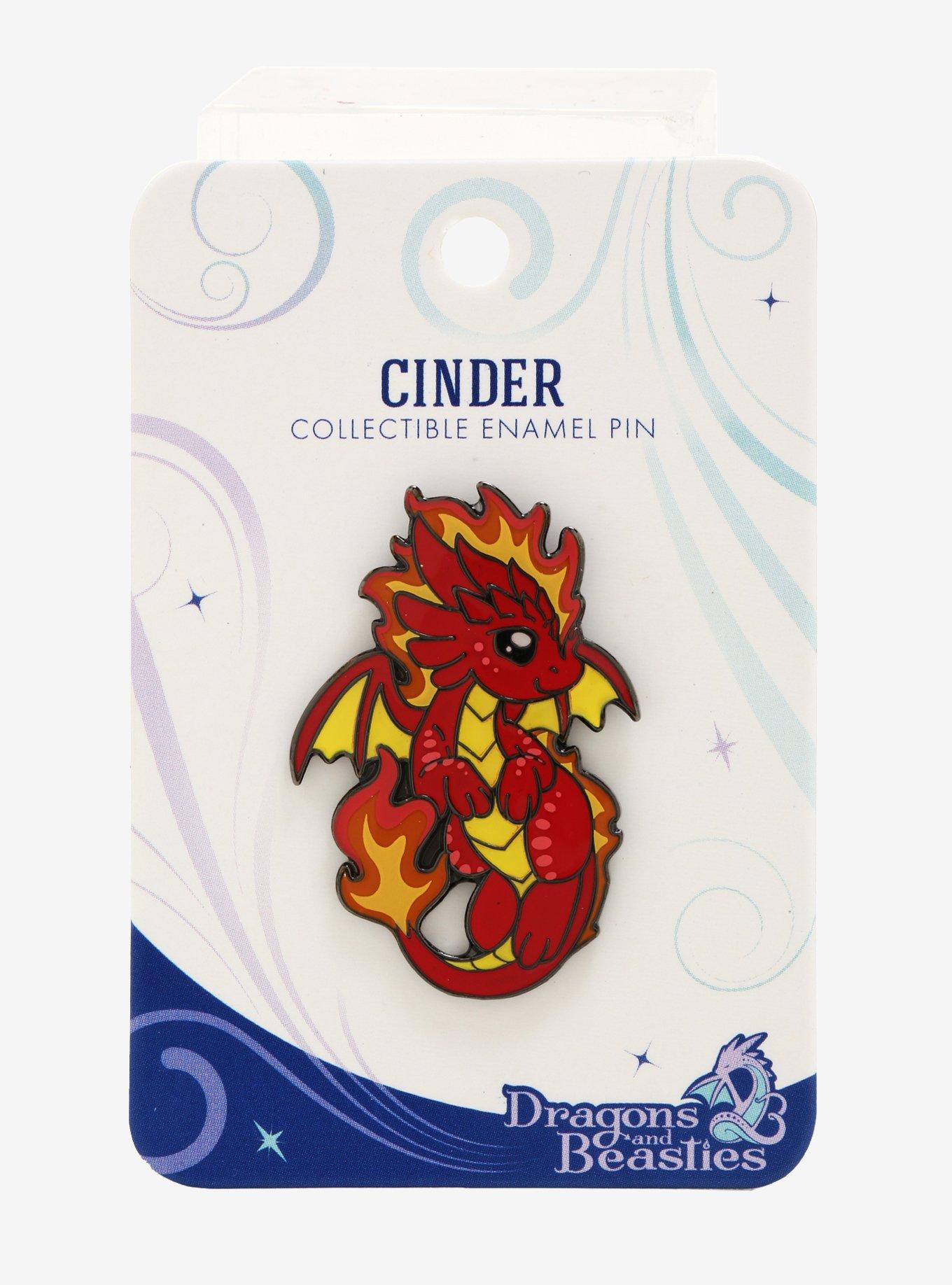 Dragons And Beasties Cinder Fire Dragon Enamel Pin, , alternate