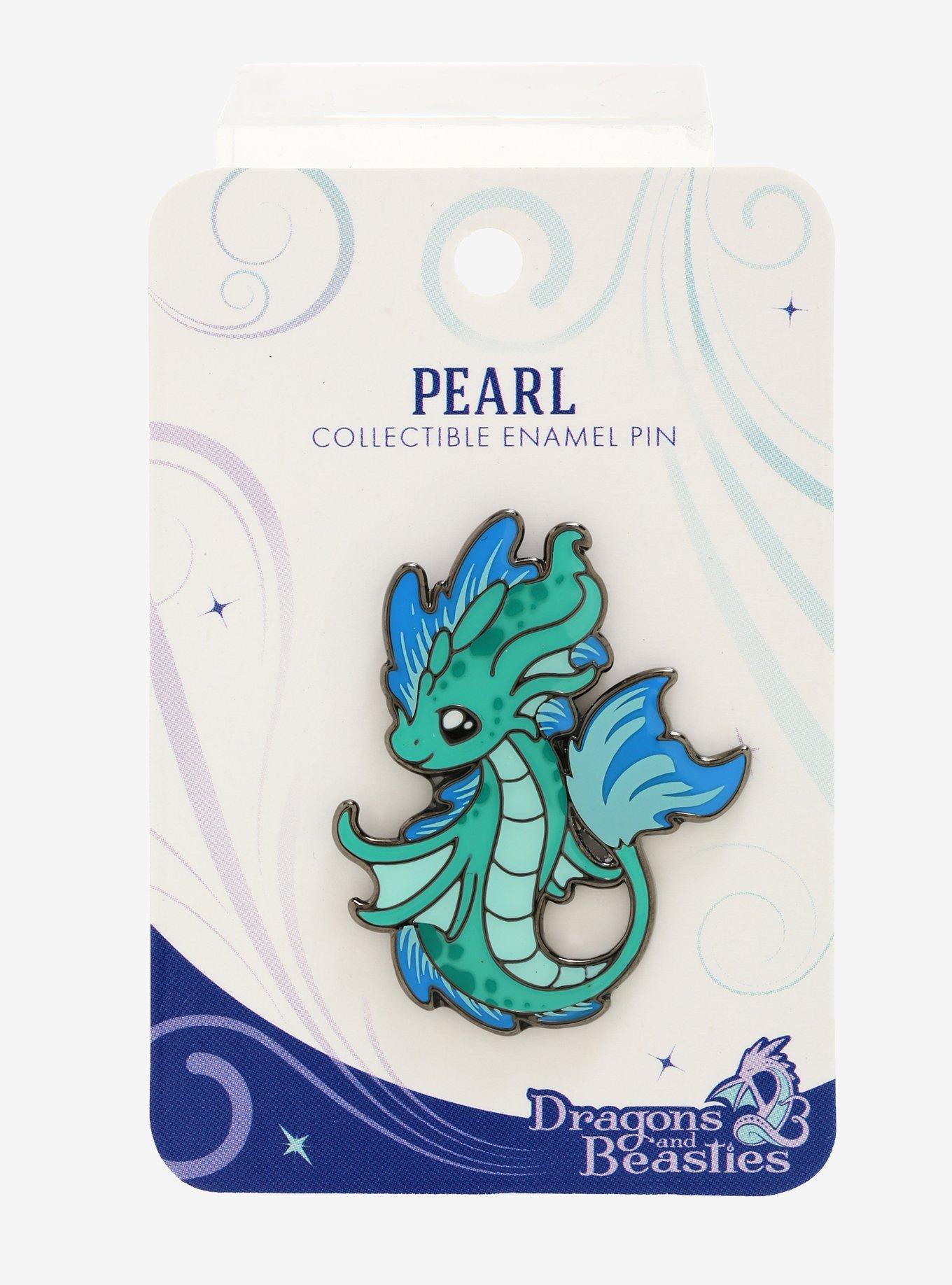 Dragons And Beasties Pearl Water Dragon Enamel Pin, , alternate