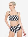 Black & White Checkered Bandeau Swim Top, MULTI, alternate