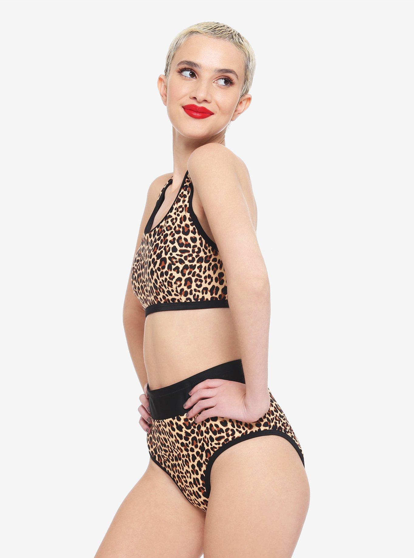Leopard High-Waisted Swim Bottoms, MULTI, alternate