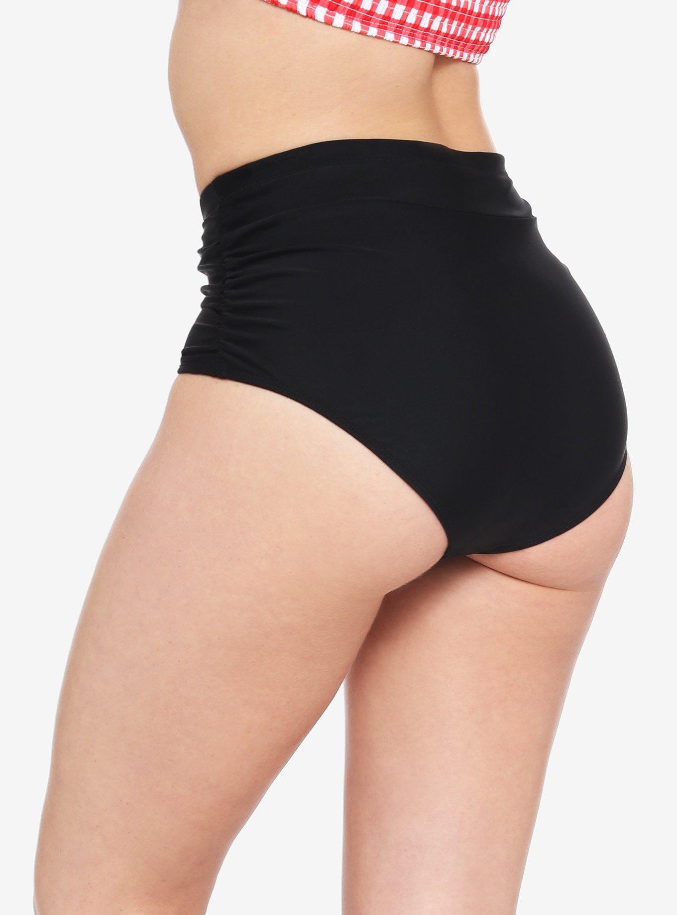 Black High-Waisted Swim Bottoms, BLACK, alternate