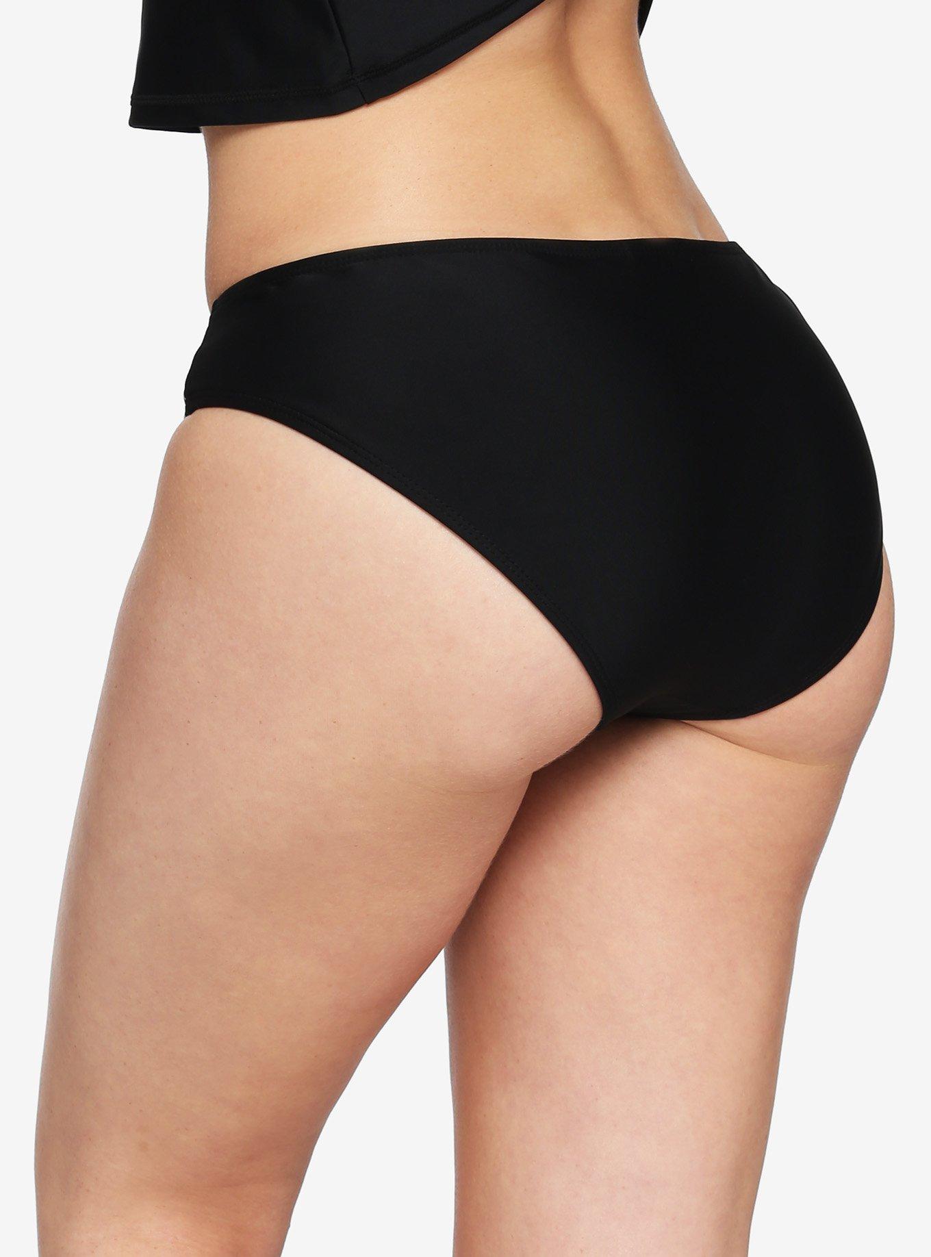 Black Neon Checkered Swim Bottoms, BLACK, alternate