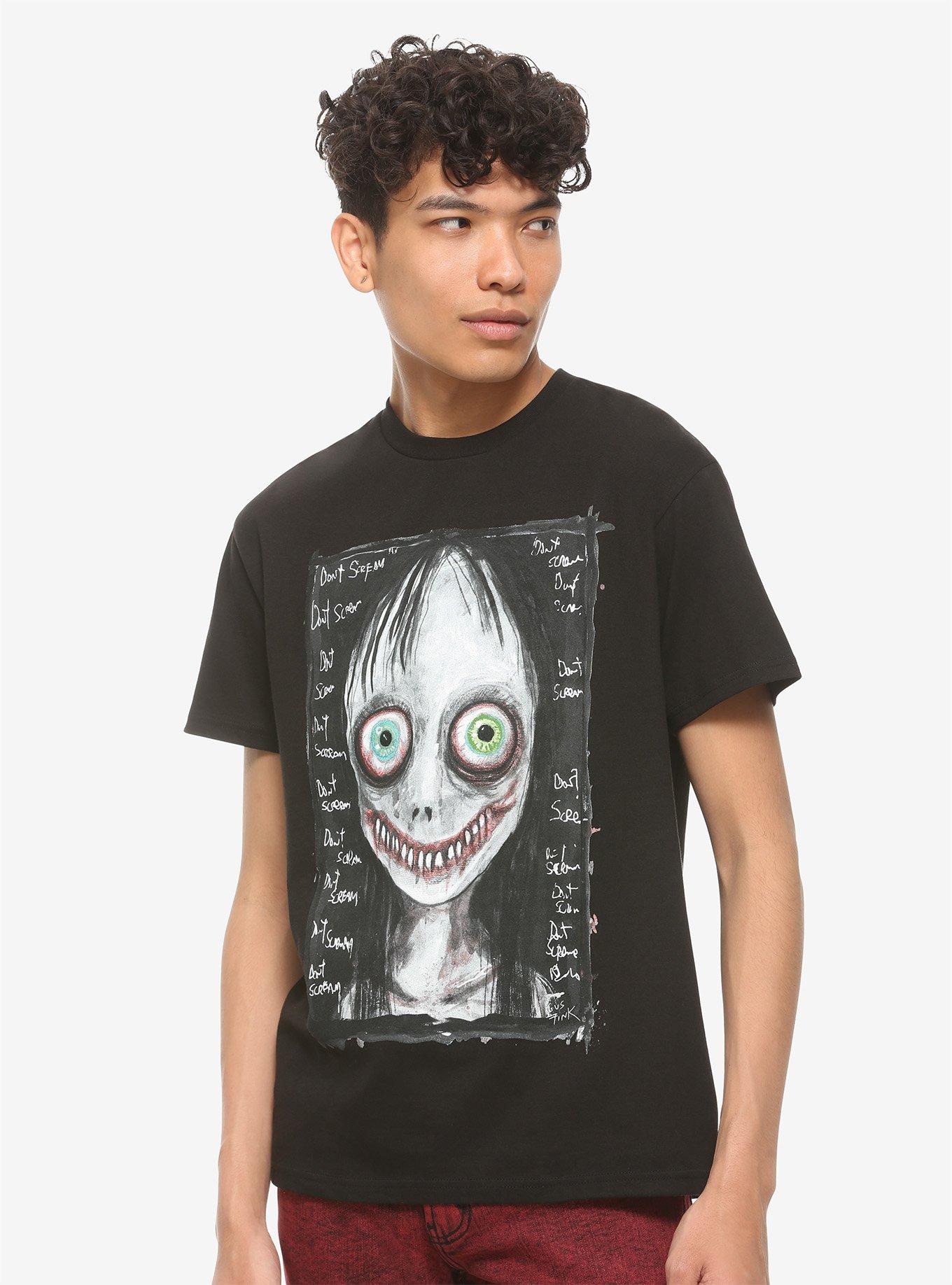 Don't Scream Scary Face T-Shirt By Gus Fink, BLACK, alternate