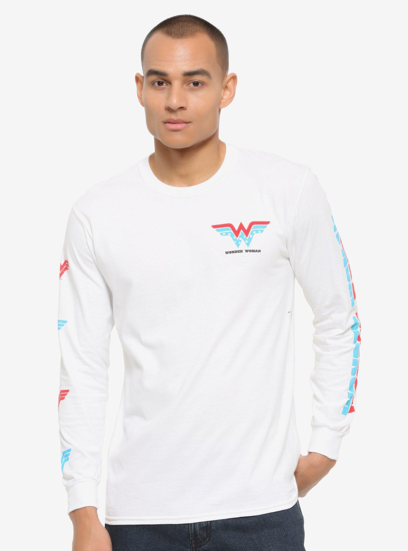 DC Comics Wonder Woman Red & Blue Long Sleeve T-Shirt - BoxLunch Exclusive, WHITE, alternate