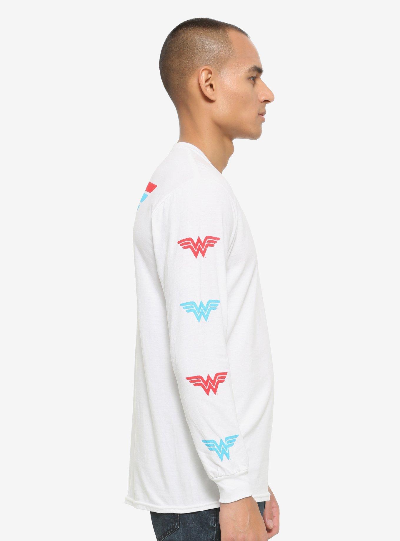 DC Comics Wonder Woman Red & Blue Long Sleeve T-Shirt - BoxLunch Exclusive, WHITE, alternate