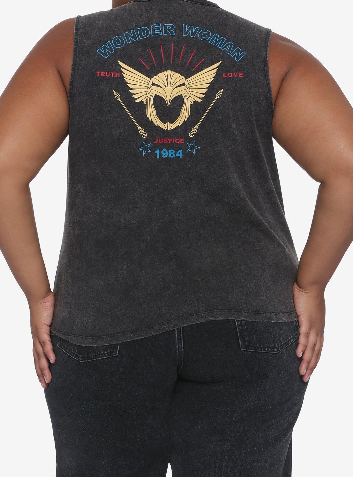 Her Universe DC Comics Wonder Woman 1984 Acid Wash Lace-Up Tank Top Plus Size, MULTI, alternate