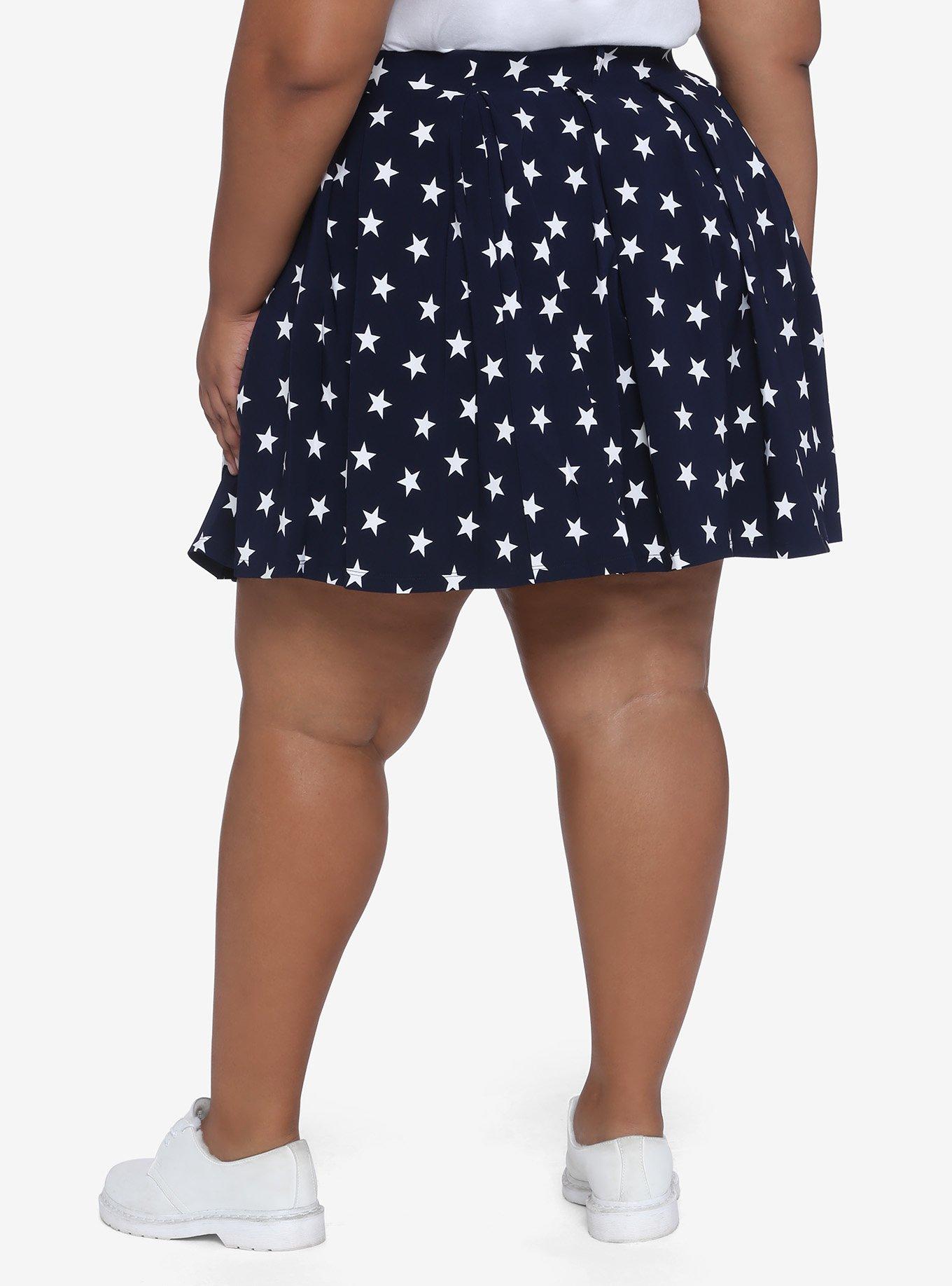 Her Universe DC Comics Wonder Woman 1984 Star Pleated Chain Skirt Plus Size, NAVY, alternate