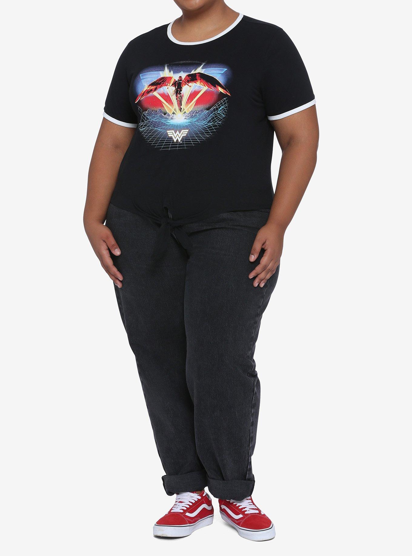 Her Universe DC Comics Wonder Woman 1984 Tie-Front Girls Ringer T-Shirt Plus Size, MULTI, alternate