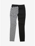 HT Denim Black & White Checkered Split Leg Hi-Rise Super Skinny Jeans Plus Size, MULTI, alternate
