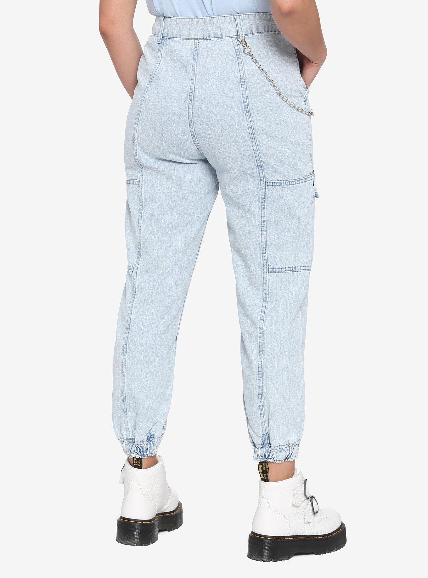 Indigo Denim Chain Girls Jogger Pants, INDIGO, alternate