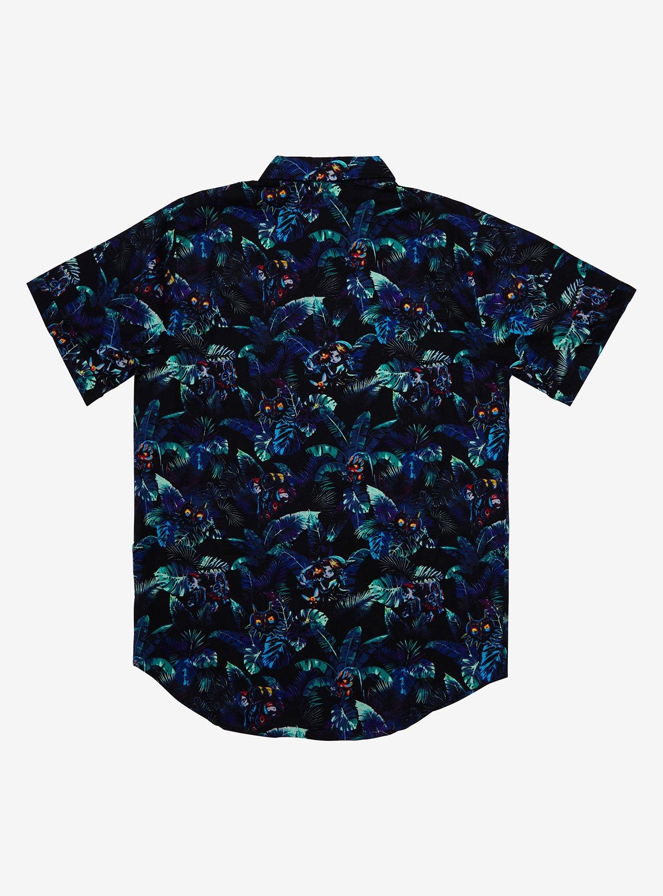 Nintendo The Legend of Zelda Majora's Mask Tropical Woven Button-Up - BoxLunch Exclusive, BLACK, alternate