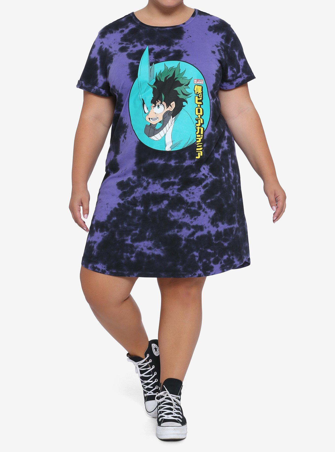 My Hero Academia Deku Half Mask Tie-Dye T-Shirt Dress Plus Size, TIE DYE, alternate