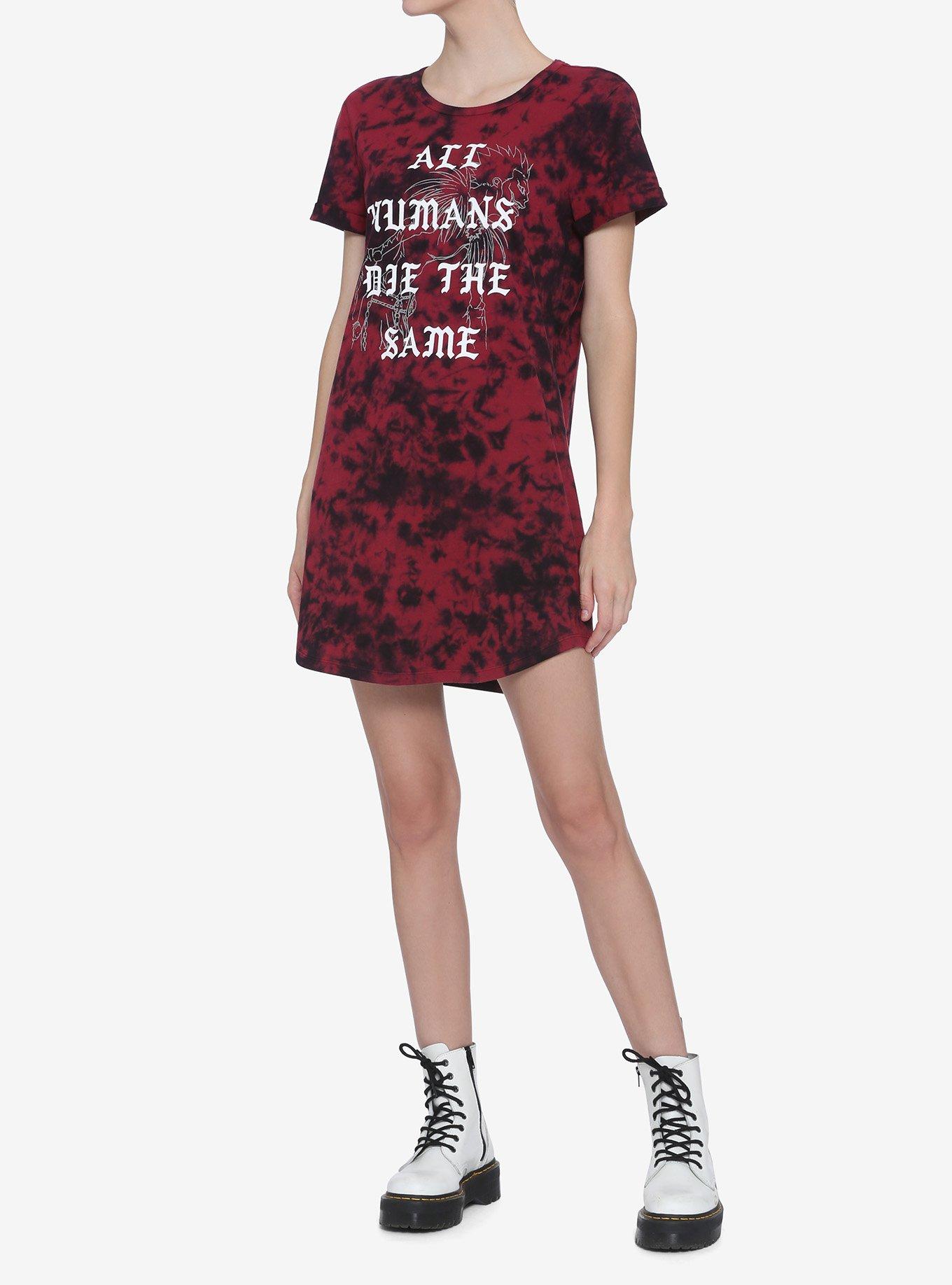 Death Note All Humans Die The Same Tie-Dye T-Shirt Dress, TIE DYE, alternate