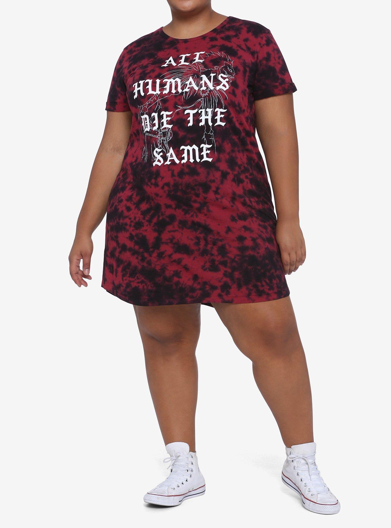 Death Note All Humans Die The Same Tie-Dye T-Shirt Dress Plus Size, TIE DYE, alternate