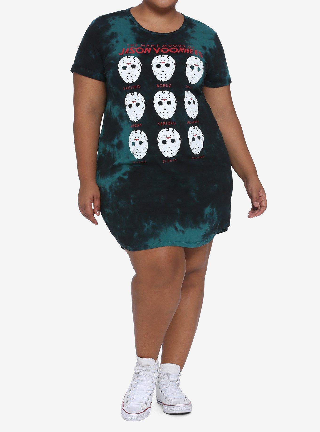 Friday The 13th Many Moods Of Jason Tie-Dye T-Shirt Dress Plus Size, TIE DYE, alternate