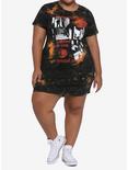 Halloween Michael Myers One Good Scare Tie-Dye T-Shirt Dress Plus Size, MULTI, alternate