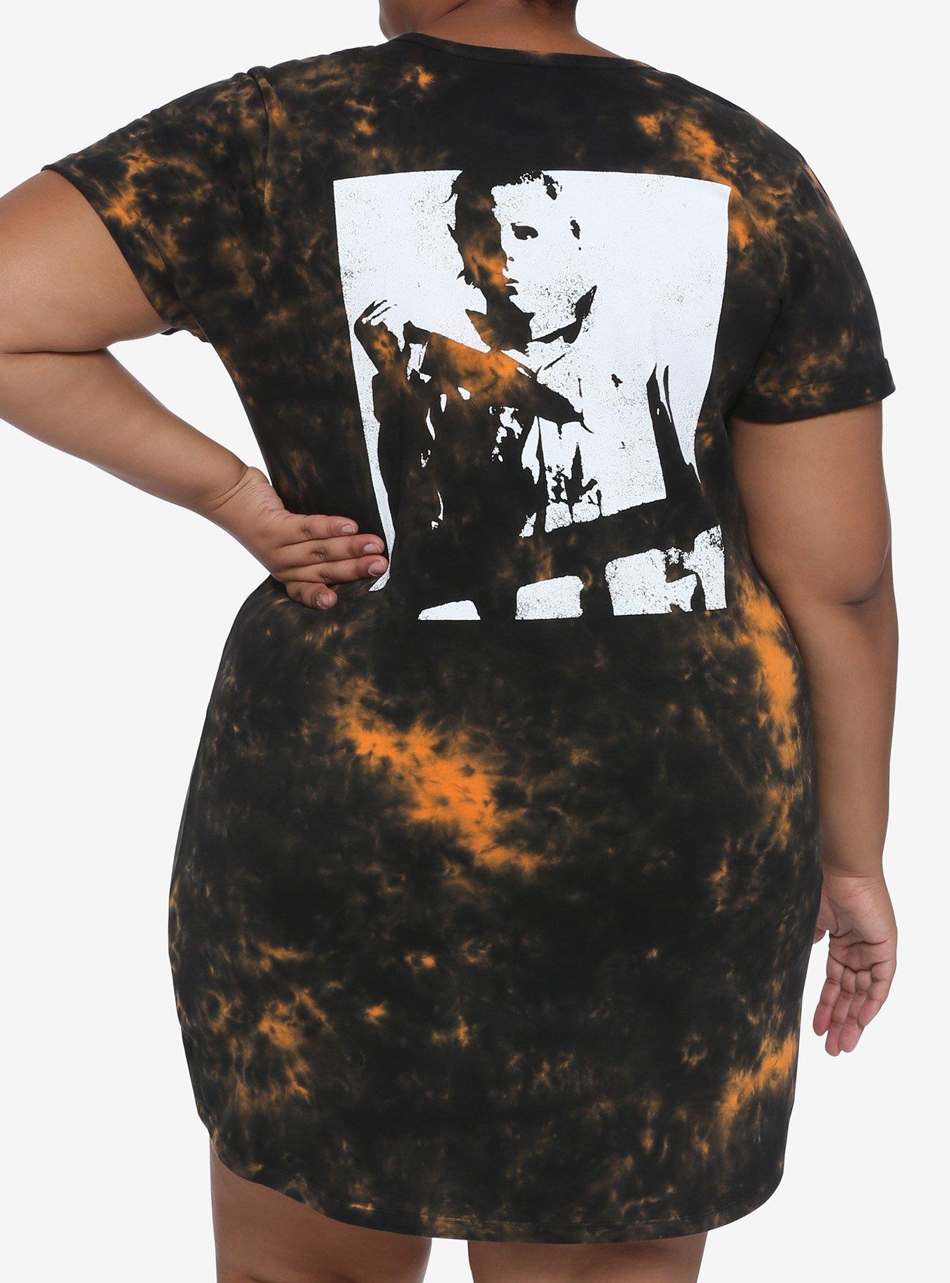 Halloween Michael Myers One Good Scare Tie-Dye T-Shirt Dress Plus Size, MULTI, alternate