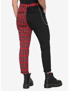 Plus Size Black & Red Plaid Split Leg Pants, , hi-res