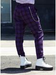 Purple Plaid Pants With Detachable Chain, PLAID - PURPLE, alternate