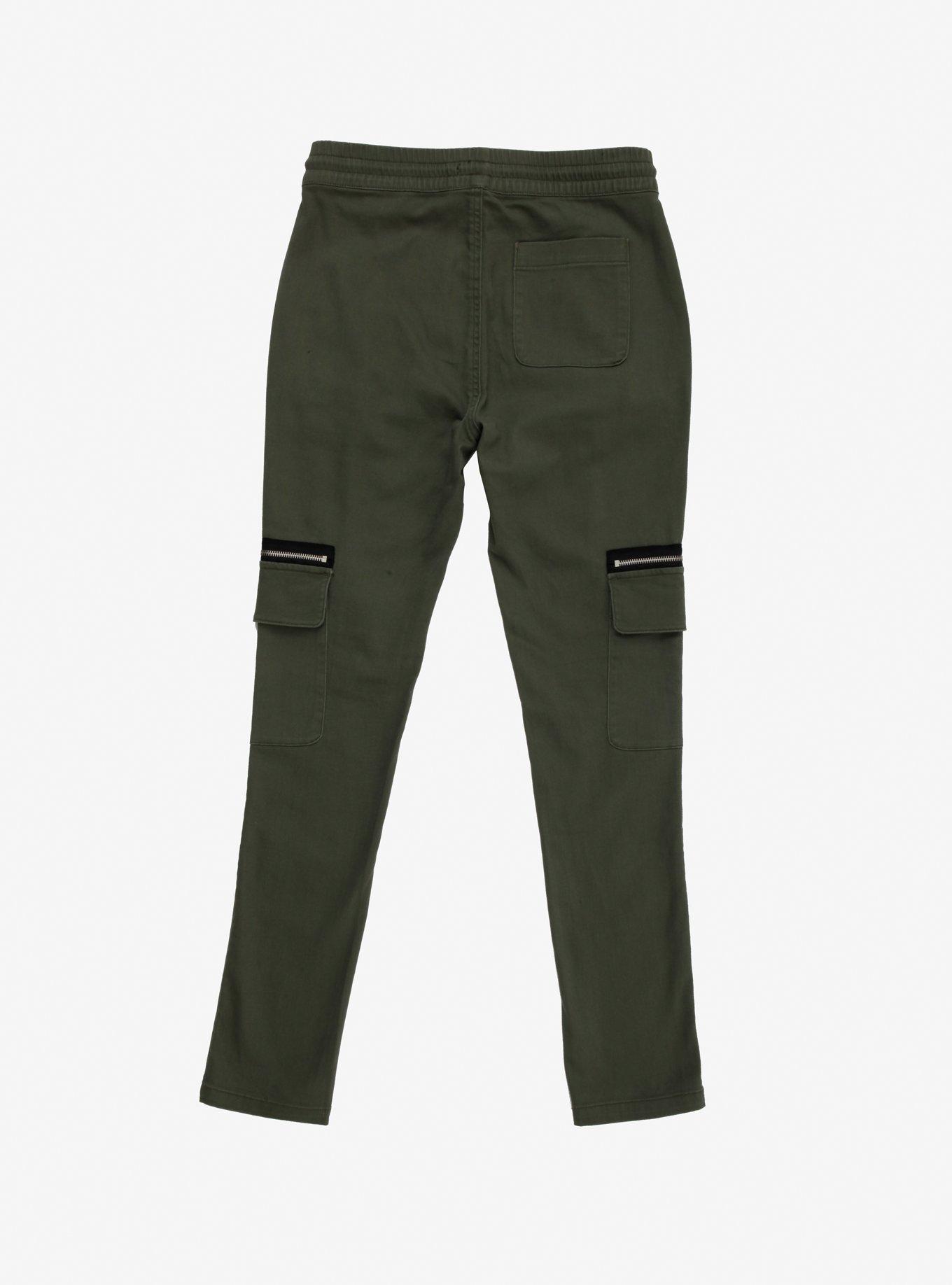 Olive Zipper Jogger Pants, OLIVE, alternate