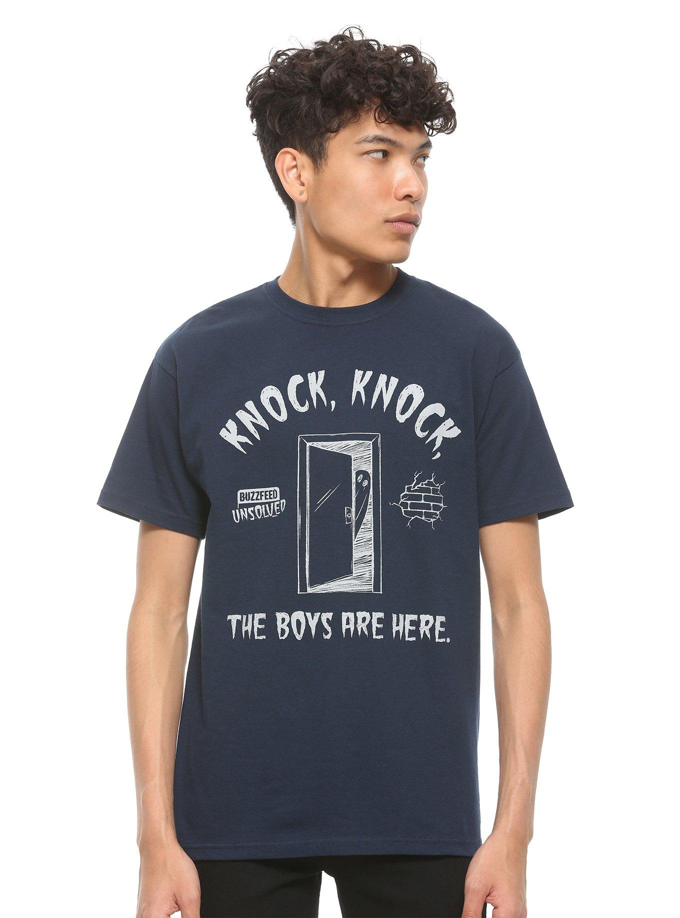 Buzzfeed Unsolved Knock, Knock T-Shirt, NAVY, alternate