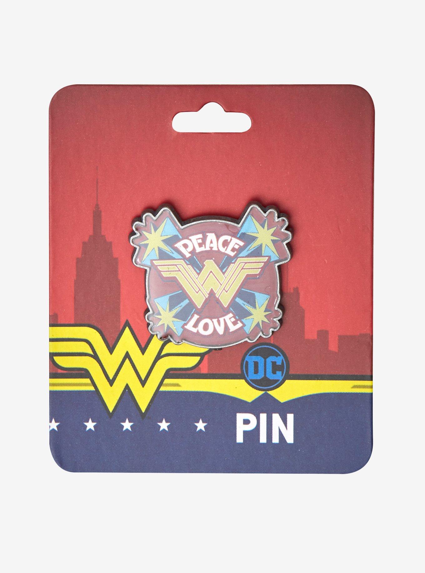 DC Comics Wonder Woman Peace Love Enamel Pin, , alternate