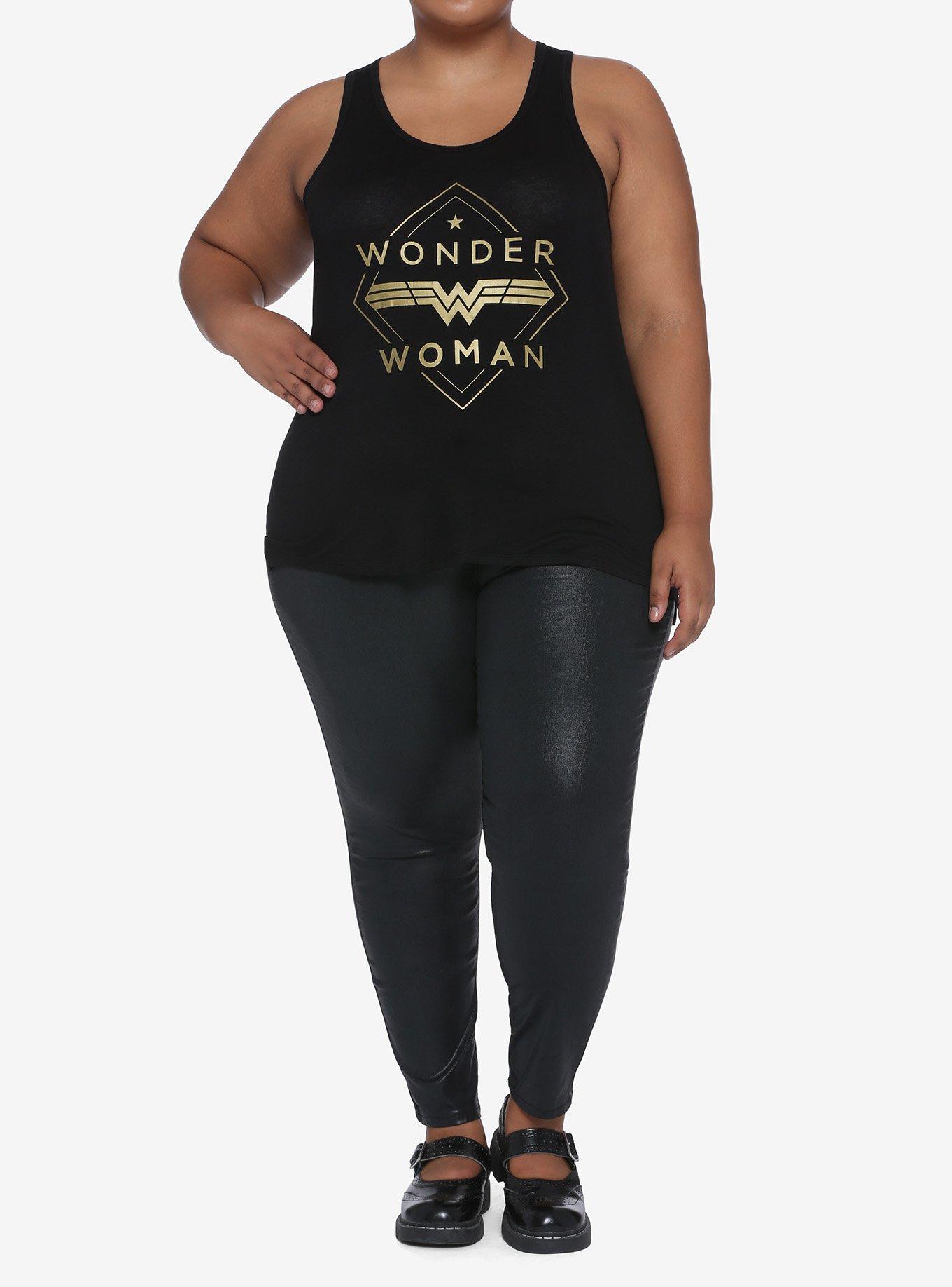 Her Universe DC Comics Wonder Woman 1984 Wing Mesh Back Girls Tank Top Plus Size, GOLD, alternate