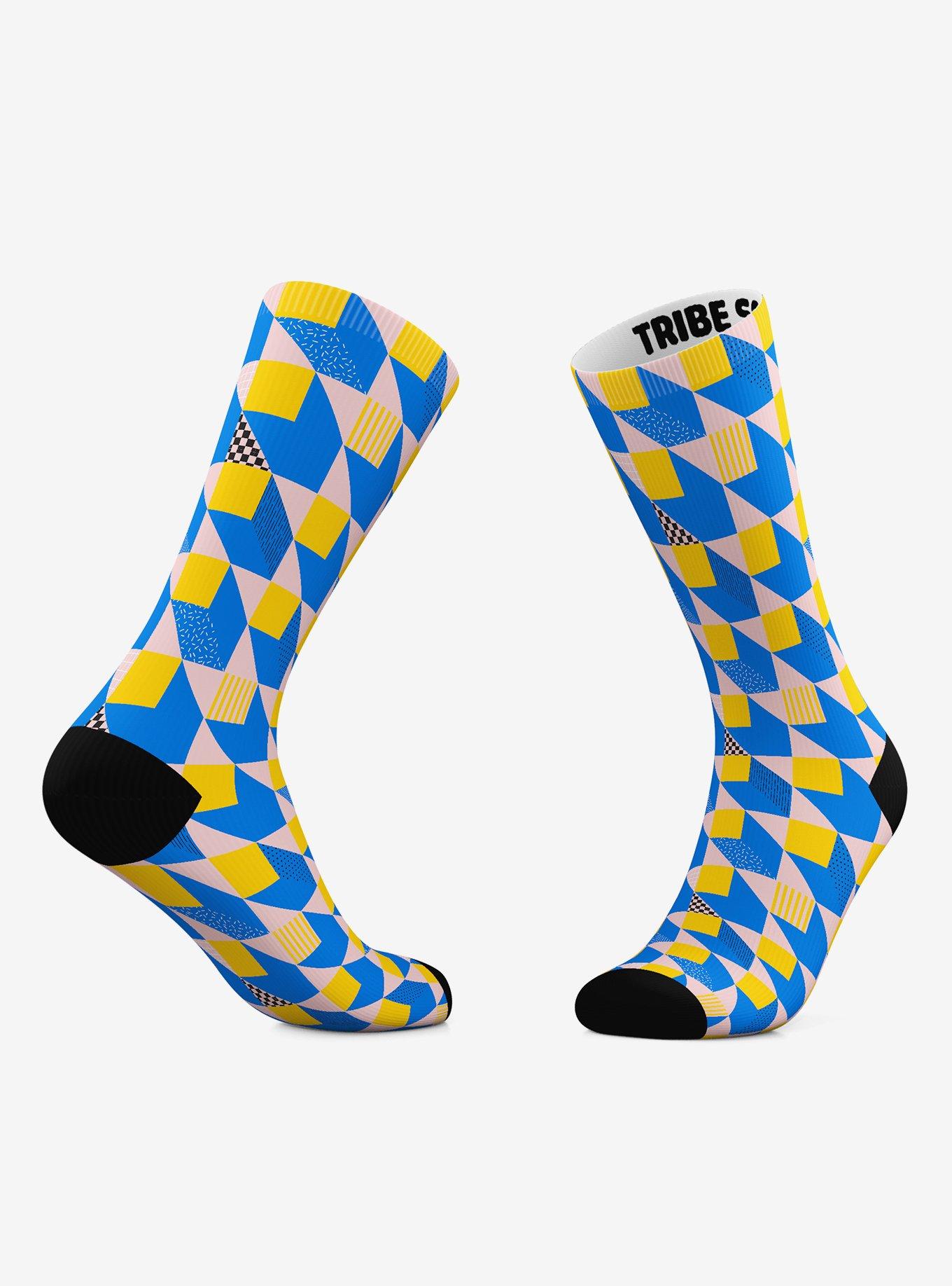 Geometric Diamond And Geometric Tiles Crew Socks 2 Pair