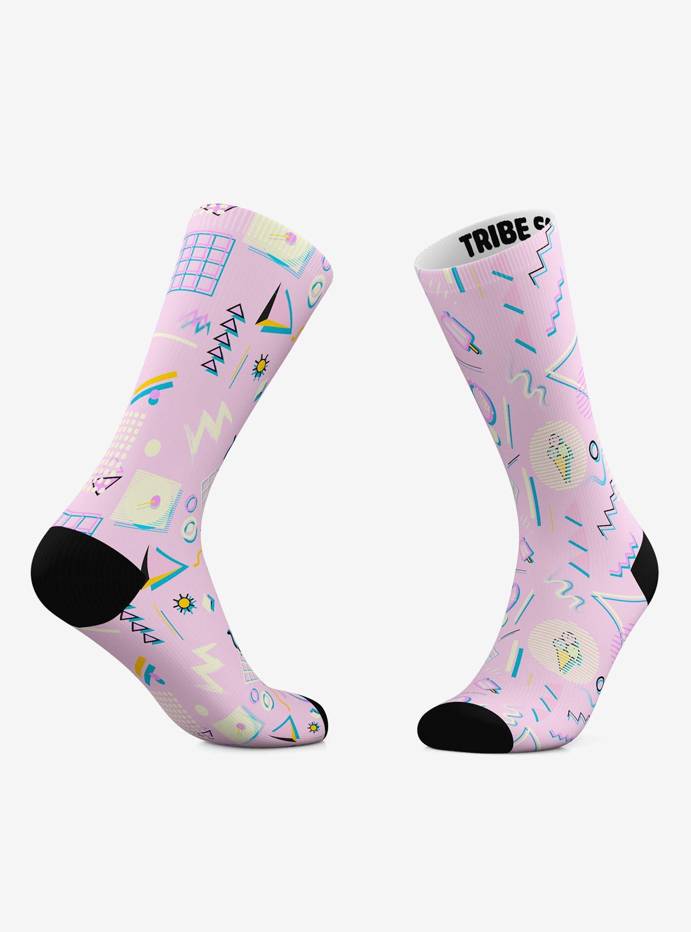 80s Neon And Ice Cream Crew Socks 2 Pair, , alternate