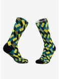 Geometric Holiday Socks And Geometric Yellow Stairway Crew Socks 2 Pair, , alternate
