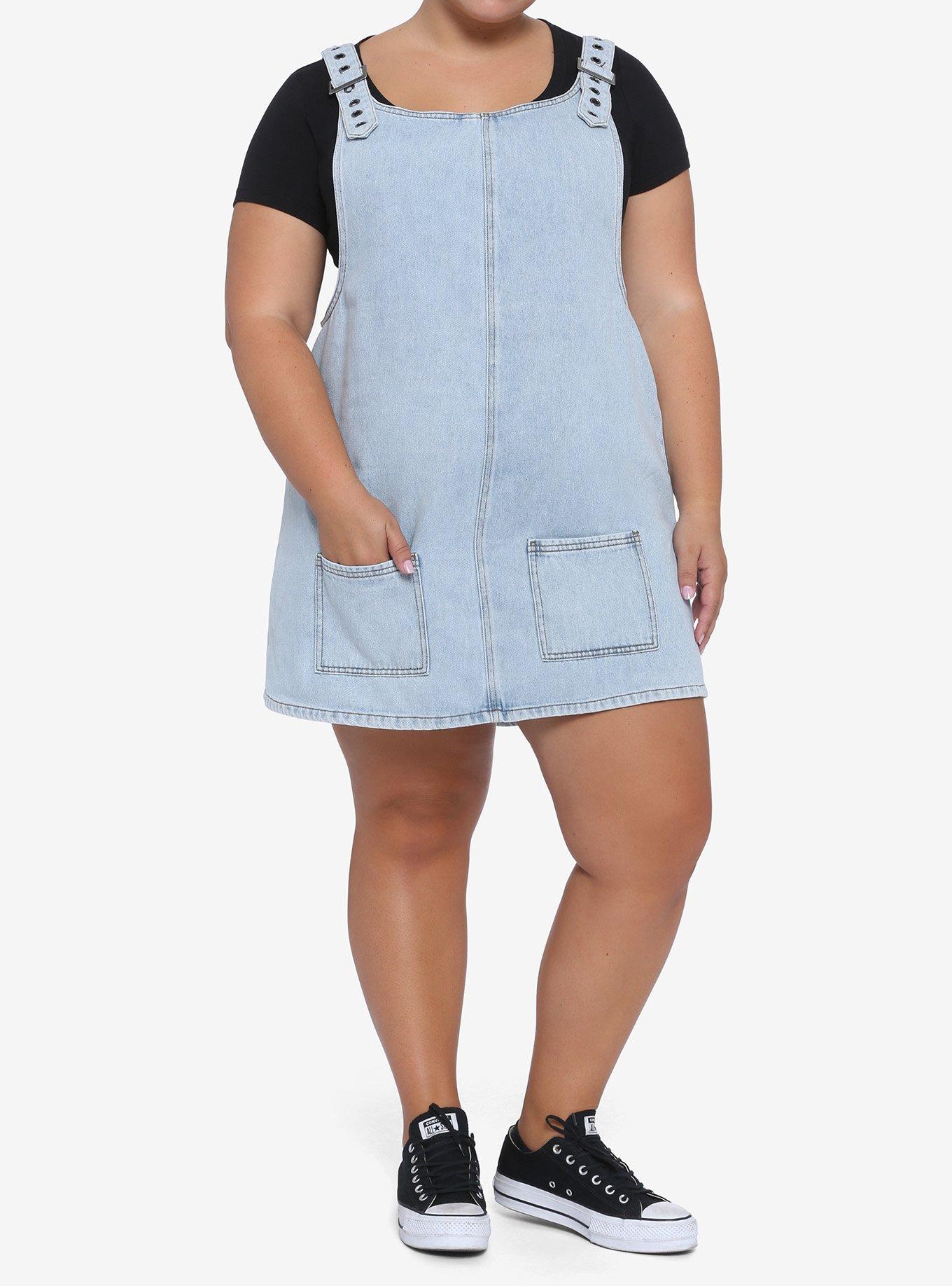 Indigo Denim Buckle Dress Plus Size, INDIGO, alternate