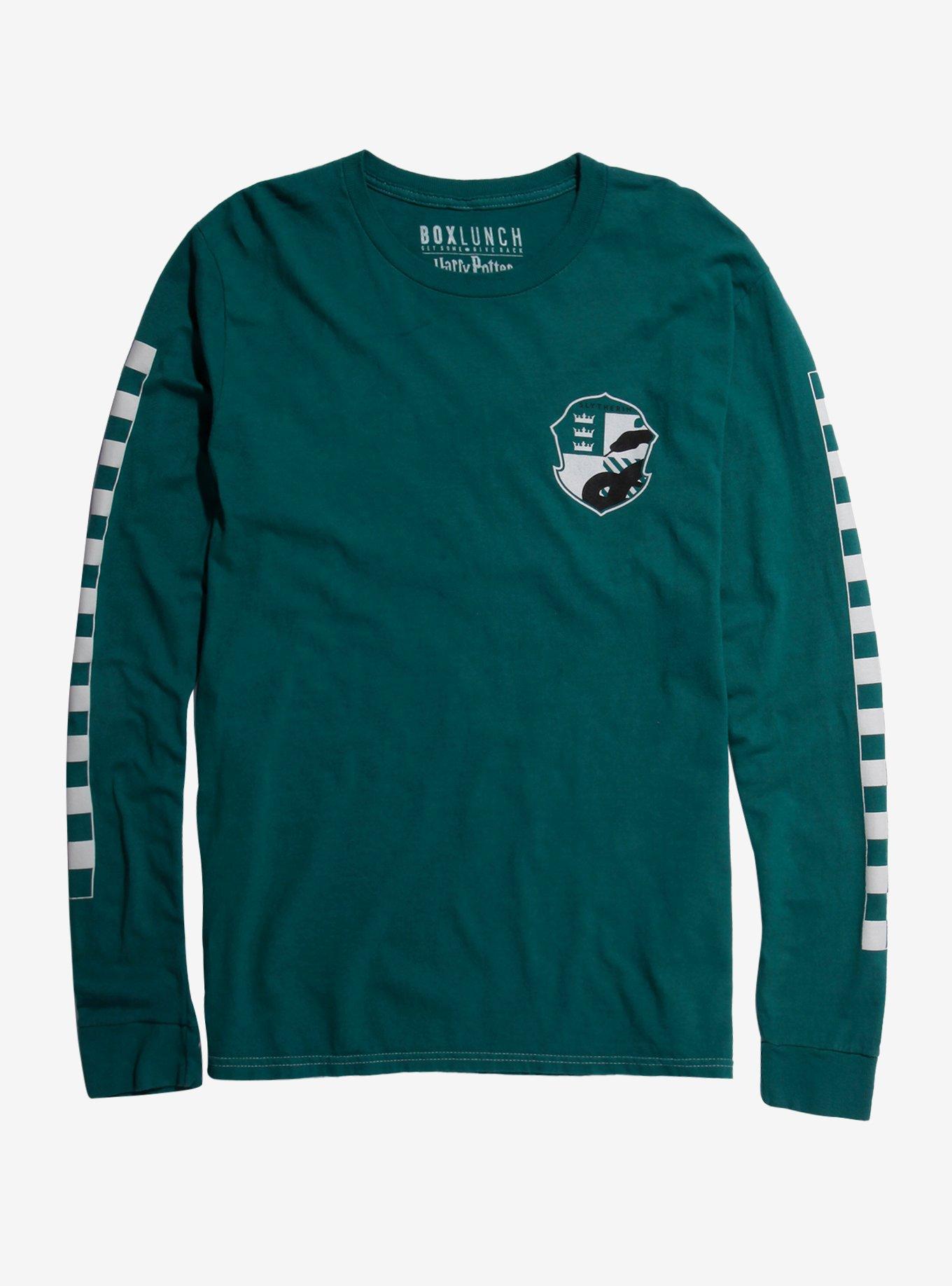 Harry Potter Slytherin Checkered Long Sleeve Women's T-Shirt - BoxLunch Exclusive, BLACK, alternate