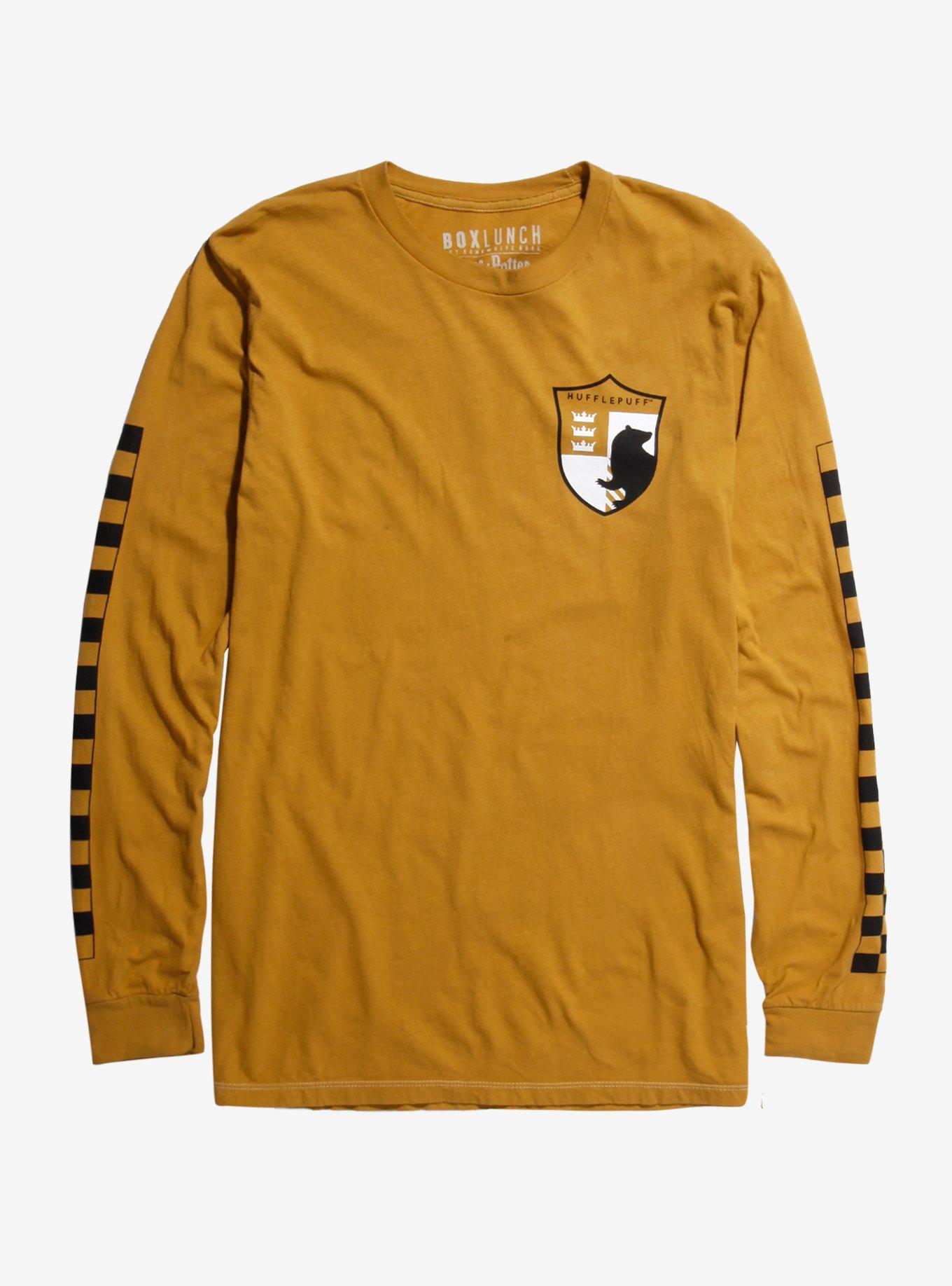Harry Potter Hufflepuff Checkered Long Sleeve Women's T-Shirt - BoxLunch Exclusive, BLACK, alternate
