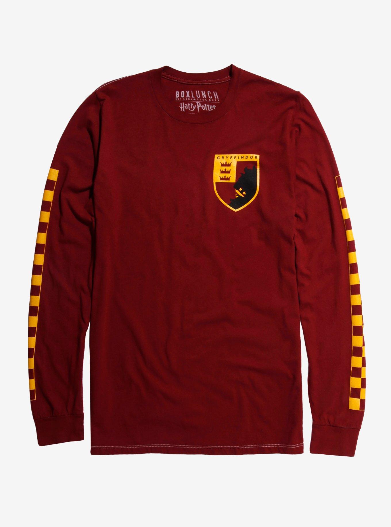 Harry Potter Gryffindor Checkered Long Sleeve Women's T-Shirt - BoxLunch Exclusive, BLACK, alternate