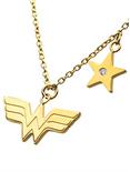 DC Comics Wonder Woman Stainless Steel Gold Plated Necklace, , alternate