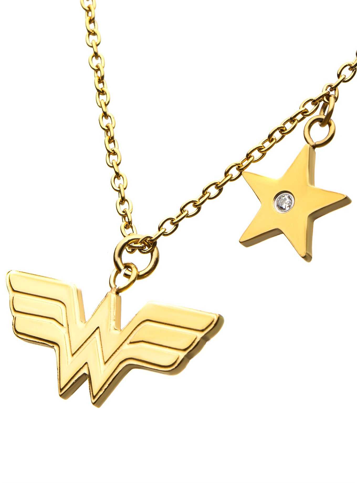 DC Comics Wonder Woman Stainless Steel Gold Plated Necklace, , hi-res
