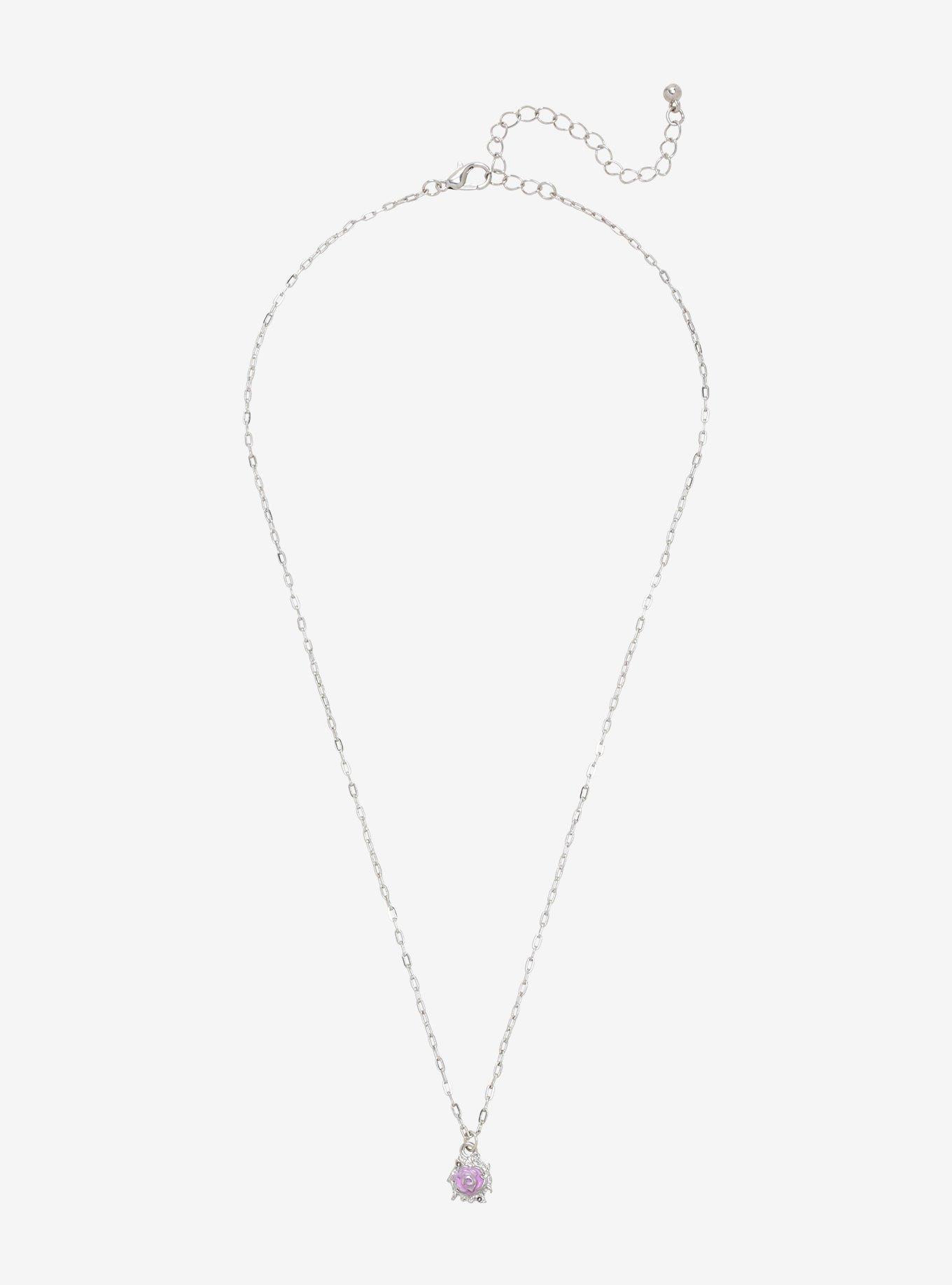 Disney Princess Aurora Rose Dainty Charm Necklace, , alternate