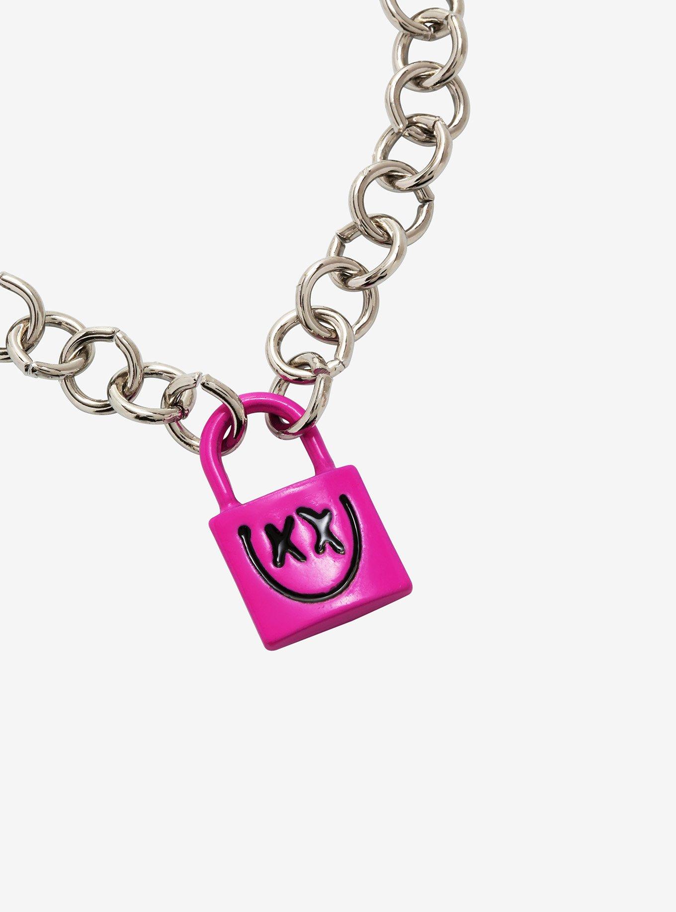 Yungblud Pink Padlock Chain Bracelet, , alternate - view 2