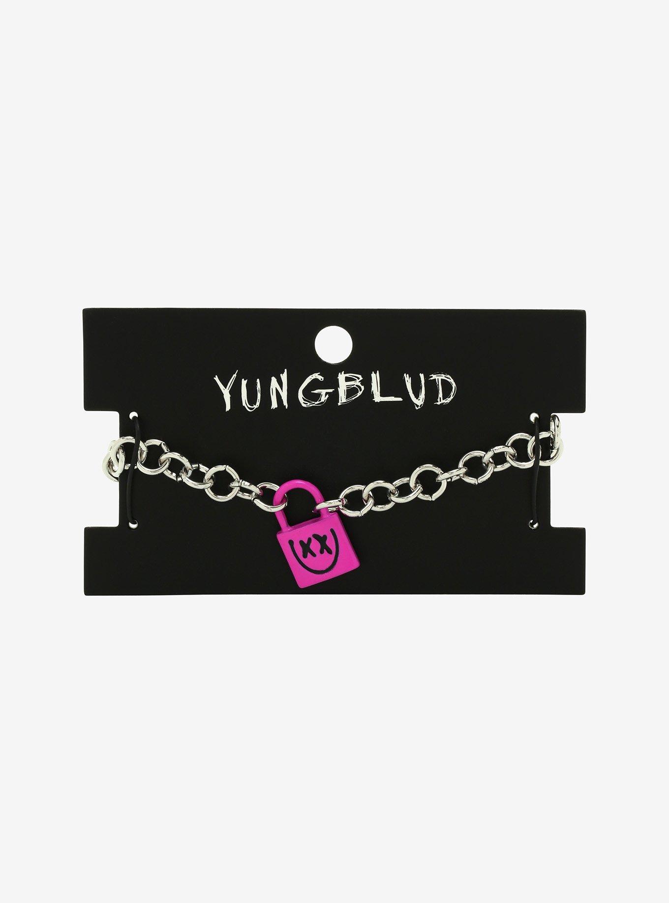 Yungblud Pink Padlock Chain Bracelet, , alternate