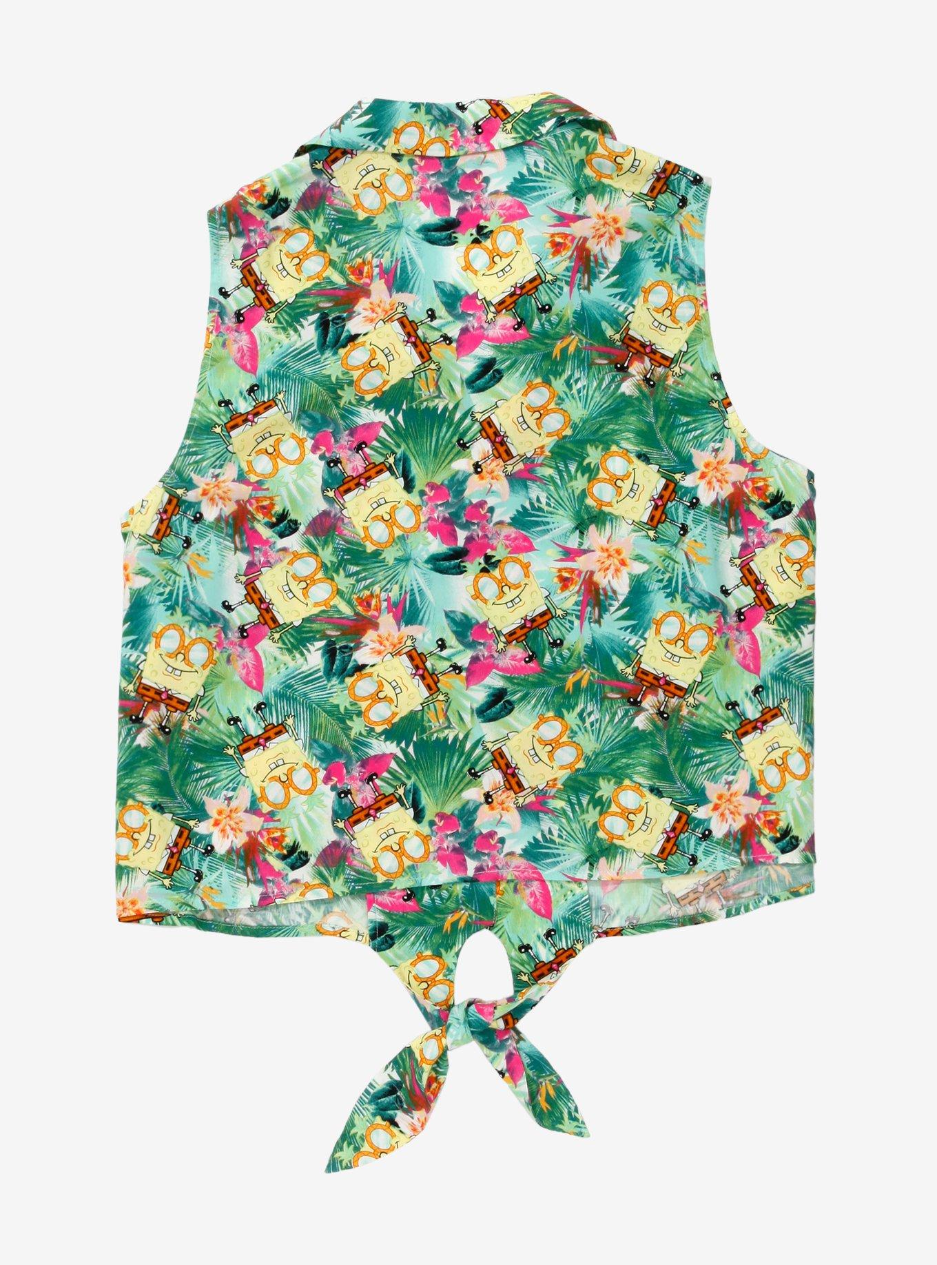 SpongeBob SquarePants Tropical Tie-Front Girls Woven Tank Top Plus Size, MULTI, alternate