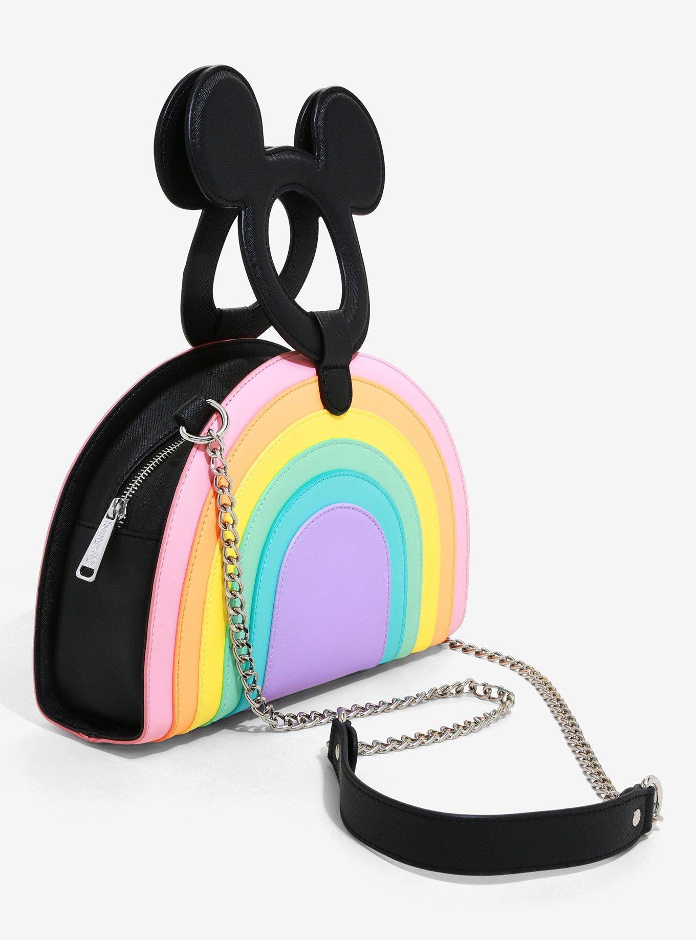 Loungefly Disney Mickey Mouse Pastel Rainbow Handle Crossbody Bag, , alternate