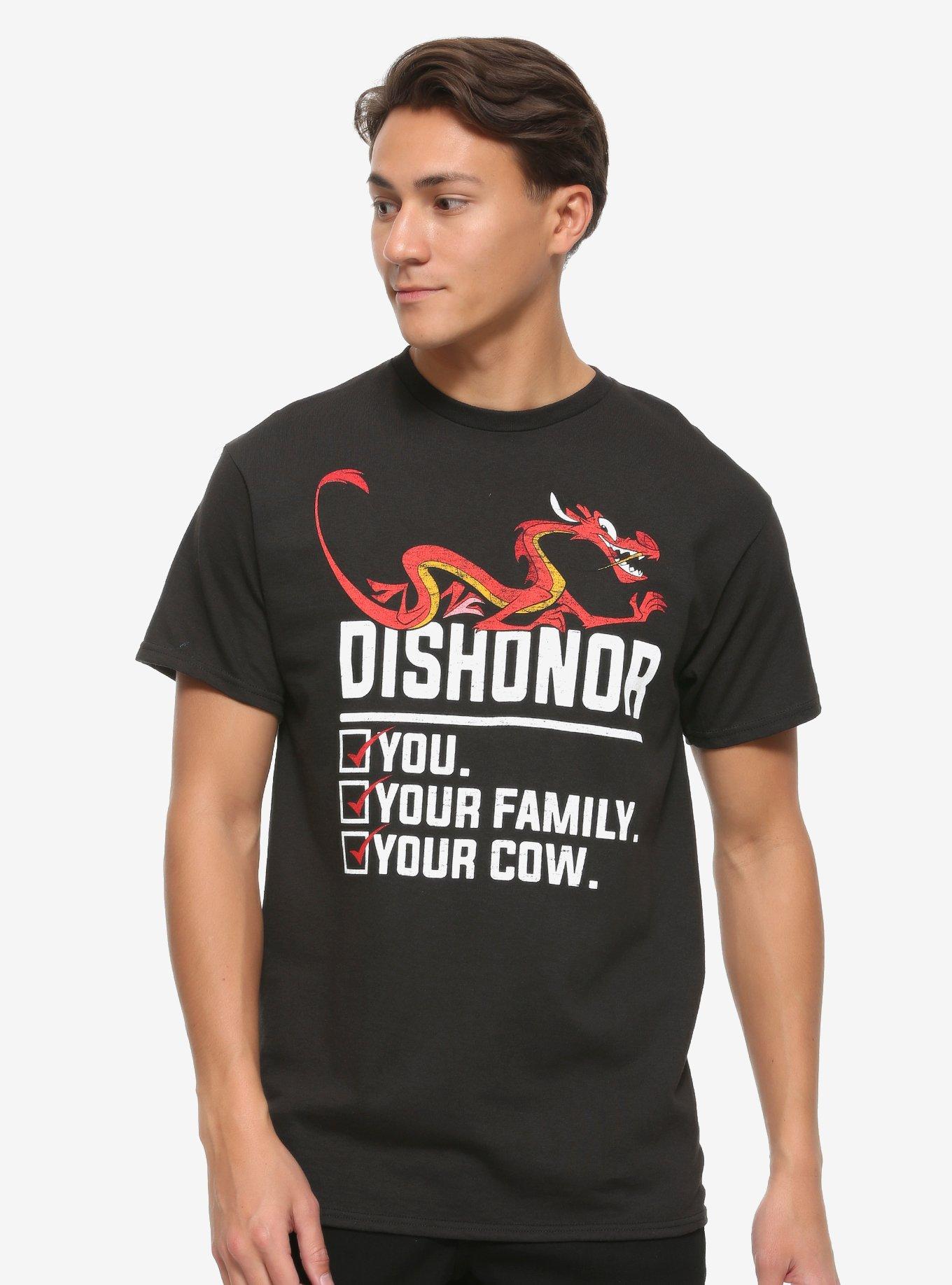 Disney Mulan Mushu Dishonor Checklist T-Shirt, BLACK, alternate